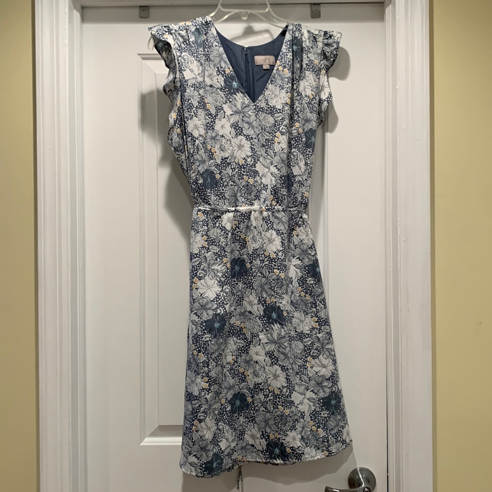 Blue and white floral dress